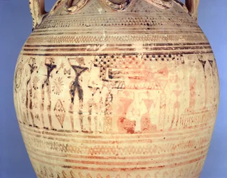 Ánfora geométrica tardía del Ático IIb, detalle, c.720-700 a.C.